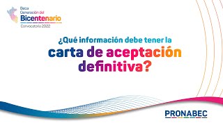 Beca Generación de Bicentenario 2022 ¿Qué información debe tener la carta de aceptación [upl. by Calabresi]