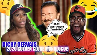 Ricky Gervais Golden Globes MonologueRickey went CRAZY on them folks BLACK COUPLE REACTS [upl. by Herring127]