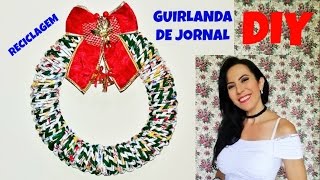 Guirlanda de jornal reciclagem decoração de natal [upl. by Sldney555]