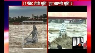 Lord Shiva Idol Washed Away in Rishikesh  India TV [upl. by Anilah887]