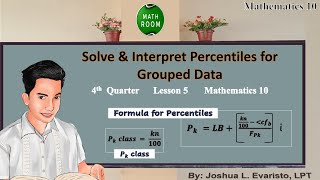 4th Quarter Grade 10 Math Solve and Interpret Percentiles for Grouped Data Lesson 5 [upl. by Anyl]