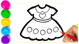 Barbie Doll Frock Drawing and Coloring for kids  Learn how to draw frock for barbie step by step [upl. by Trudey]