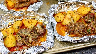 Foil Baked Garlic Butter Steak and Potatoes [upl. by Arodoeht766]