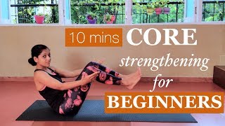 10 mins Abs and Core Strengthening for Beginners  Yogalates with Rashmi [upl. by Thatch607]