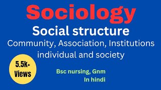 Sociology  Social structure  Community AssociationInstitutions Individual and society [upl. by Charmain872]