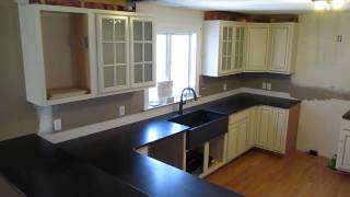 Custom Made Absolute Black Granite Counter Top W LeatheredAntiqued Finish amp Granite Sink Installed [upl. by Manvil803]