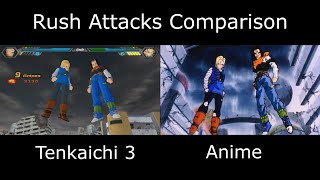 DBZ Budokai Tenkaichi 3 Rush Attacks Anime Comparison [upl. by Esilanna]