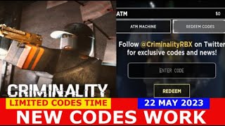 NEW CODES UPDATESALE Criminality ROBLOX  22 MAY 2023 [upl. by Tnayrb]