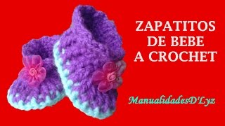 Como tejer zapatito de bebe a crochet paso paso [upl. by Rogergcam450]