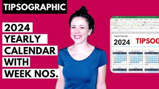 2024 Yearly Calendar with Week Numbers for Excel and Google Sheets Free Download [upl. by Noral]