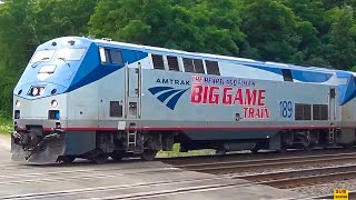 One of the Reasons Amtrak is Late Rare look At The Amtrak Big Game Unit 189 5 Trains Meet [upl. by Analos]