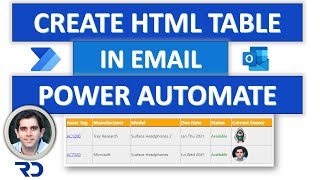 Power Automate flow HTML Table Formatting in Email  Flows amp SharePoint [upl. by Anima940]