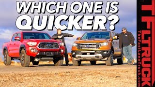 Turbo Four vs V6 Newcomer 2019 Ford Ranger Takes on Leading Toyota Tacoma in a Drag Race [upl. by Miko151]