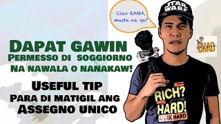 Nawala o nanakaw na permesso di soggiorno ANO ANG DAPAT GAWIN [upl. by Nickey]