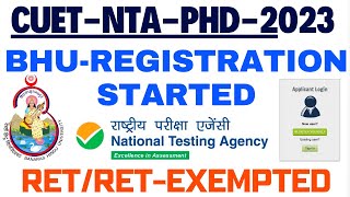 CUETNTAPHD BHU REGISTRATION FOR RET amp RETExempted Category II Important NOTICE II APPLY NOW [upl. by Kacerek403]