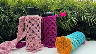 Crochet an Easy Water Bottle Holder  Quick and Easy Crochet Project [upl. by Chaim]