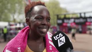 Peres Jepchirchir Sets WomensOnly World Record At TCS London Marathon 2024 [upl. by Awahsoj]