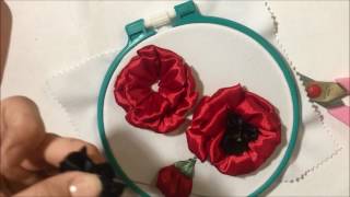 Маки вышитые лентами  Poppies embroidered with satin ribbons [upl. by Jolynn430]