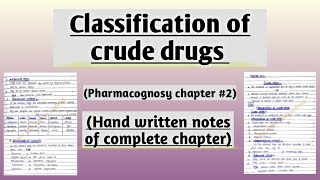 Classification of crude drugs l pharmacognosy chapter  2 l learn with aroosa waheed l [upl. by Bilow904]