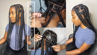 HOW TO DO SUPER EASY FLAT JUMBO KNOTLESS BOX BRAIDS DETAILED [upl. by Amik]