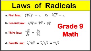 Math 9 Laws of radicals how to simplify radical expression using laws of radicals grade9math [upl. by Brnaba909]