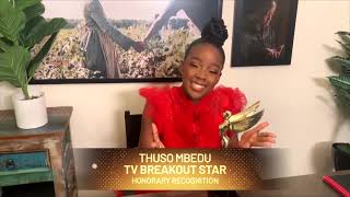 Breakout Star Award Thuso Mbedu Acceptance Speech presented by Barry Jenkins  2021 HCA TV Awards [upl. by Sylera785]