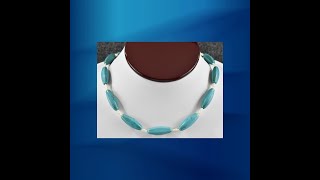 20quot Sterling Silver 925 Blue Magnesite amp Saltwater Rice Pearl Beaded Necklace [upl. by Floris]