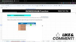 How to use ISO WEEKNUM function in Google Sheets in hindi [upl. by Eirrot]