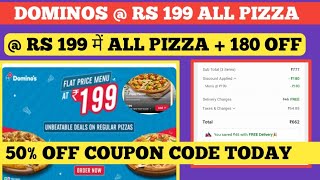 dominos  rs 199 all pizza  dominos coupon code today  199 rs में all [upl. by Adrahs]