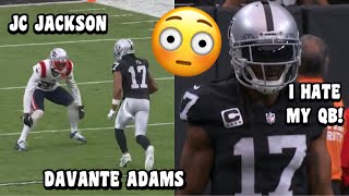 Davante Adams Vs JC Jackson 🔥 WR Vs CB Raiders Vs Patriots 2023 highlights [upl. by Tem]