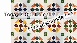 Five Diamonds quilt block  Sew along with me  Make a quilt [upl. by Ailemap]