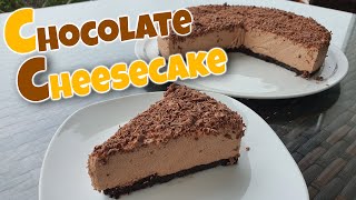 Chocolate Cheesecake  تشيز كيك بالشوكولا بدون فرن بدون بيض وبطعم رهيب [upl. by Aicela]