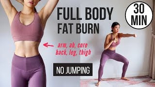 30 min Full Body Fat Burn HIIT NO JUMPING  Ab Core Arm Back Leg Thigh amp Cardio  Emi [upl. by Patrice]