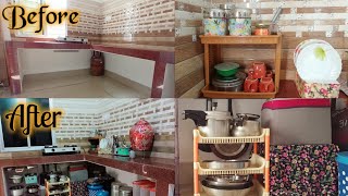 Small Rental Non  Modular Kitchen Organization ideas  My Small Kitchen Tour Space Saving Ideas [upl. by Biebel]