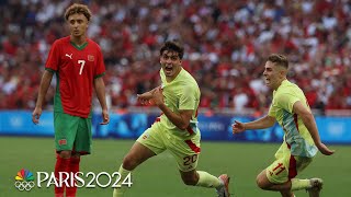 Spain score TWO secondhalf goals to beat Morocco make soccer final  Paris Olympics  NBC Sports [upl. by Cyrano]