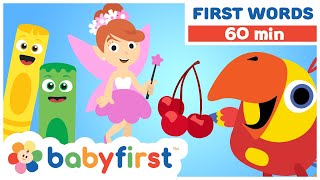 Toddler Learning Video w Color Crew amp Larry  Baby Learning First Words amp ABC  1 Hour  BabyFirstTV [upl. by Nylzaj]