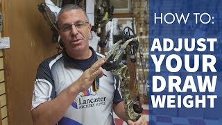 Bowhunting HowTo Draw Weight Adjustment  LancasterArcherycom [upl. by Budding]