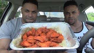 Eating Wingstop Hot Chicken Wings Hodgetwins [upl. by Toh]