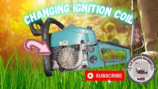 Gardenline chainsaw how to change clean ignition coil [upl. by Tiram]