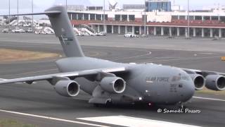 UNBELIEVABLE Boeing C17A Globemaster III USA  Air Force at Madeira International Airport [upl. by Mushro]