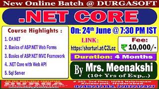 NET CORE Online Training  DURGASOFT [upl. by Mera798]