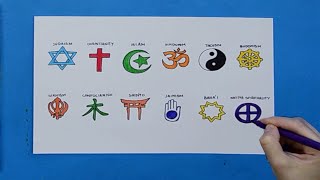 How to draw Symbols of World Religions [upl. by Dennie]