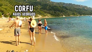 🇬🇷 CorfuGreece Agios Georgios Beach  Walking Tour 4k [upl. by Saleem]