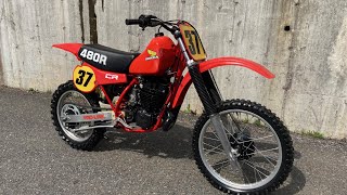 1982 Honda CR480R Rebuilt First Start And Drive by [upl. by Ahsatsana566]