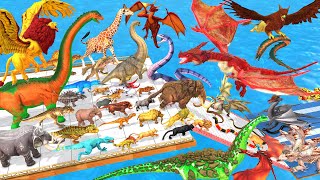 Which Animals  Dinosaurs vs Reptiles  Dragons  The Giant 1 vs 1  Animal Revolt Battle Simulator [upl. by Zetes]