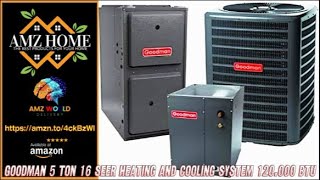 Describing Goodman 5 Ton 16 SEER Heating and Cooling System 120000 BTU Amazon [upl. by Ayinat]