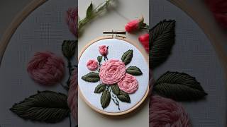 Hand embroidered Rose  Hoop Art embroiderybyafeei afeei [upl. by Flin931]