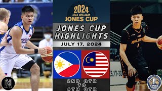 JONES CUP 2024 HIGHLIGHTS PHILIPPINES VS MALAYSIA JULY 17 2024 2ND QTR TO 4TH QTR [upl. by Nodle708]