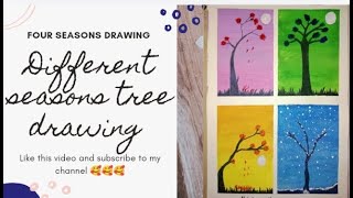 Four seasons tree drawing 4 seasons painting with poster colours [upl. by Naashom]