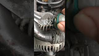 VW 19 tdi AWX seized alternator pulley and squealing belt [upl. by Yrehcaz]